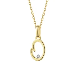 Zawieszka z żółtego złota z diamentem - litera O - 0,003 ct - próba 375