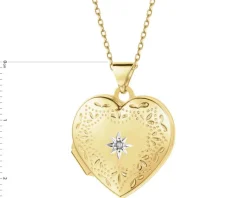 Zawieszka z żółtego złota z diamentem - puzderko - serce - 0,005 ct - próba 585