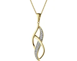 Zawieszka z żółtego złota z diamentami - 0,08 ct - próba 585