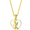 Zawieszka z żółtego złota z diamentem - aniołek, serce - 0,003 ct - próba 375