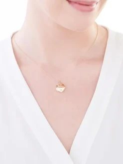 Zawieszka z żółtego złota z diamentem - puzderko - serce, mama - 0,005 ct - próba 375