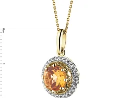 Zawieszka z żółtego złota z diamentami i cytrynem - próba 585