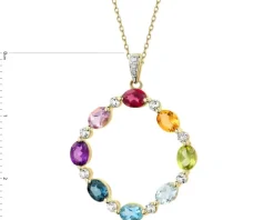 Zawieszka z żółtego złota z diamentami i kamieniami ozdobnymi - próba 375