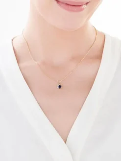 Zawieszka z żółtego złota z diamentem i szafirem syntetycznym - próba 375