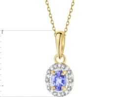 Zawieszka z żółtego złota z diamentami i tanzanitem - próba 585