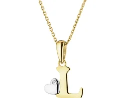 Zawieszka z żółtego złota z diamentem - litera L - 0,004 ct - próba 375