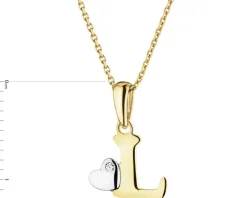 Zawieszka z żółtego złota z diamentem - litera L - 0,004 ct - próba 375