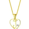 Zawieszka z żółtego złota z diamentem - litera J, serce - 0,005 ct - próba 585