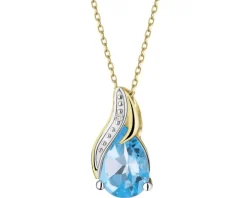 Zawieszka z żółtego złota z diamentem i topazem - próba 375