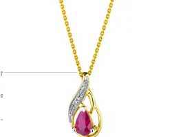 Zawieszka z żółtego złota z diamentem i rubinem - próba 585