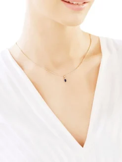 Zawieszka z żółtego złota z diamentami i szafirem - próba 375