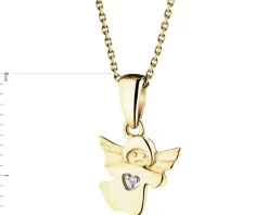Zawieszka z żółtego złota z diamentem - aniołek - 0,003 ct - próba 375