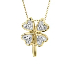 Zawieszka z żółtego złota z diamentami - koniczyny - 0,02 ct - próba 375