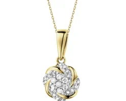 Zawieszka z żółtego złota z diamentami - 0,07 ct - próba 585