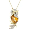 Zawieszka z żółtego złota z diamentami i cytrynem - sowa - próba 585