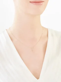 Zawieszka z żółtego złota z diamentami - krzyż - 0,02 ct - próba 375