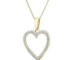 Zawieszka z żółtego złota z diamentami - serce - 0,09 ct - próba 585