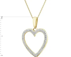 Zawieszka z żółtego złota z diamentami - serce - 0,09 ct - próba 585