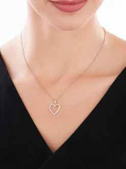 Zawieszka z żółtego złota z diamentami - serce - 0,09 ct - próba 585