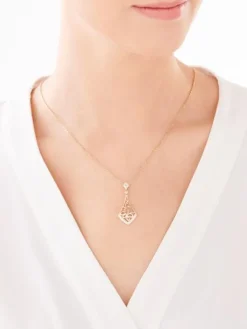 Zawieszka z żółtego złota z diamentami - 0,08 ct - próba 585