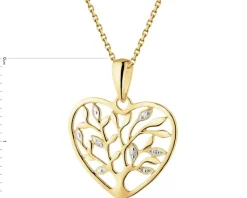 Zawieszka z żółtego złota z diamentami - drzewko, serce - 0,01 ct - próba 375