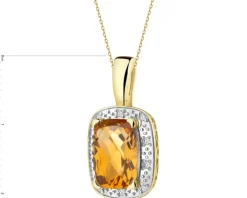 Zawieszka z żółtego złota z diamentami i cytrynem - próba 585