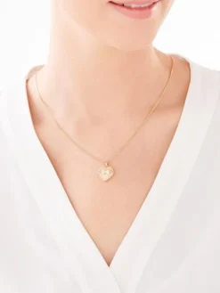 Zawieszka z żółtego złota z diamentem - puzderko - serce - 0,005 ct - próba 585