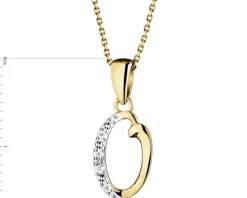 Zawieszka z żółtego złota z diamentem - litera O - 0,003 ct - próba 375