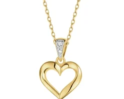 Zawieszka z żółtego złota z diamentami - serce - 0,01 ct - próba 375