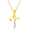 Zawieszka z żółtego złota z diamentami - litera T - 0,003 ct - próba 375