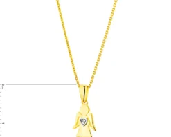 Zawieszka z żółtego złota z diamentem - aniołek, serce - 0,004 ct - próba 375