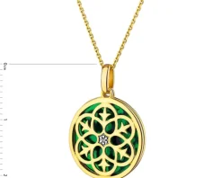 Zawieszka z żółtego złota z diamentem i emalią - rozeta - 0,004 ct - próba 375