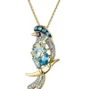 Zawieszka z żółtego złota z diamentami i topazami - ptak - próba 585