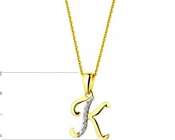 Zawieszka z żółtego złota z diamentem - litera K - 0,003 ct - próba 375