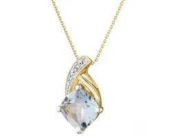 Zawieszka z żółtego złota z diamentami i topazem Sky Blue - próba 375