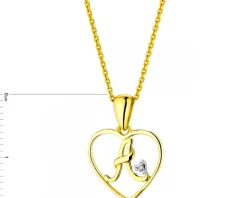 Zawieszka z żółtego złota z diamentem - litera A, serce - 0,005 ct - próba 375
