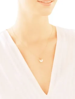 Zawieszka z żółtego złota z diamentem - puzderko - serce - 0,005 ct - próba 375