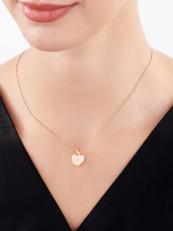 Zawieszka z żółtego złota z diamentem - puzderko - serce - 0,005 ct - próba 375