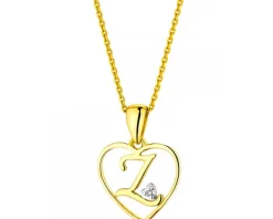 Zawieszka z żółtego złota z diamentem - litera Z, serce - 0,005 ct - próba 375