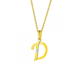 Zawieszka z żółtego złota z diamentem - litera D - 0,004 ct - próba 585
