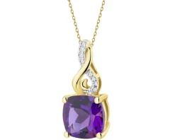 Zawieszka z żółtego złota z diamentami i ametystem - próba 585