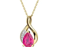 Zawieszka z żółtego złota z diamentem i rubinem syntetycznym - próba 375