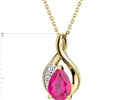 Zawieszka z żółtego złota z diamentem i rubinem syntetycznym - próba 375
