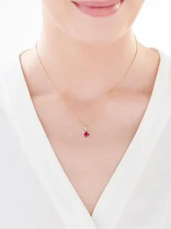 Zawieszka z żółtego złota z diamentem i rubinem syntetycznym - próba 375