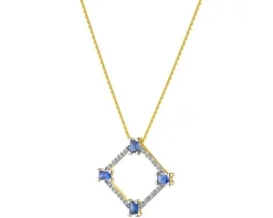 Zawieszka z żółtego złota z diamentami i szafirami - próba 585