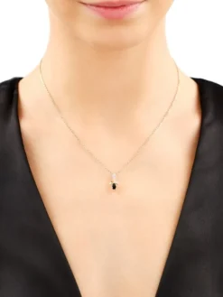 Zawieszka z żółtego złota z diamentami i szafirem - liście - próba 585