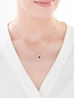 Zawieszka z żółtego złota z diamentem i szafirem - próba 375