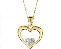 Zawieszka z żółtego złota z diamentem - serca - 0,003 ct - próba 585