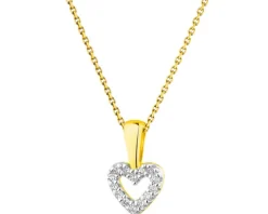 Zawieszka z żółtego złota z diamentami - serce - 0,03 ct - próba 375