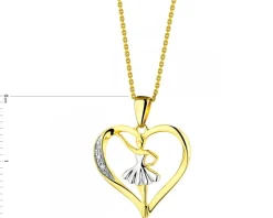 Zawieszka z żółtego złota z diamentami - baletnica, serce - 0,01 ct - próba 375